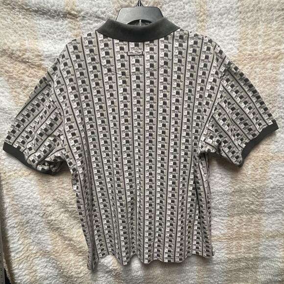 Columbia Men Polo Shirt XL Fishing Tackle Bait Allover Print Collar Grey White - Picture 10 of 11